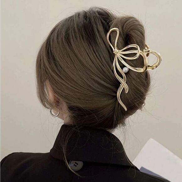 Elegant Gold bow Hair Clip K15 - Picture 1 of 3